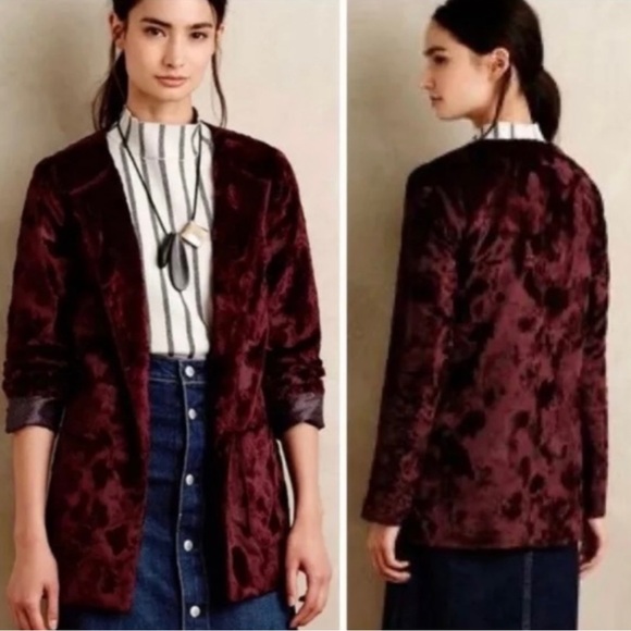 Anthropologie Jackets & Blazers - Panne velvet jacket w/silky lining Tabitha Anthropologie